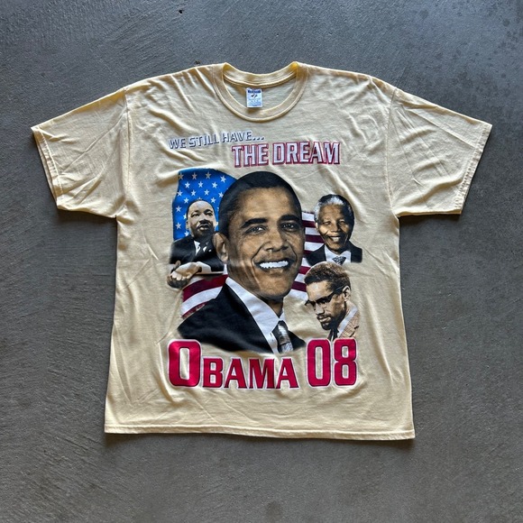 Jerzees Other - Vintage Barack Obama Shirt Size XL Yellow 2008 Election Change World President